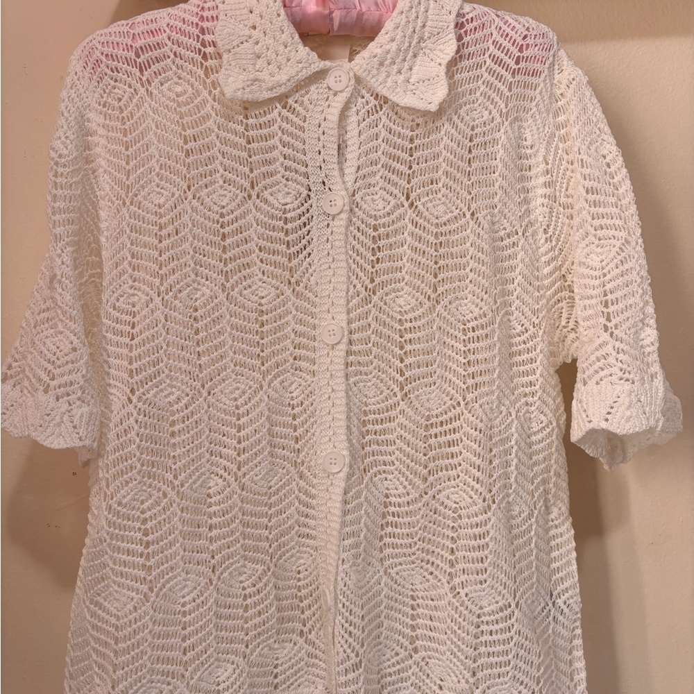 Monki Beautiful Crochet Jacket Cardigan White Size S